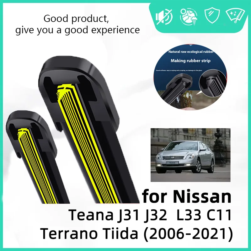 Rubber Car Wiper for Nissan Teana J31 J32  L33 Terrano Tiida C11 Front Wiper Blades Brushes Cutter Accessories Windscreen