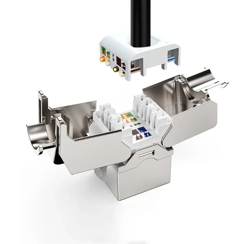 RJ45 Connector Cat8 Cat7 Cat6A Cat6 Module Shielding Keystone Network Wiring Ethernet Lan Cable RJ 45 Coupler Internet Adapter