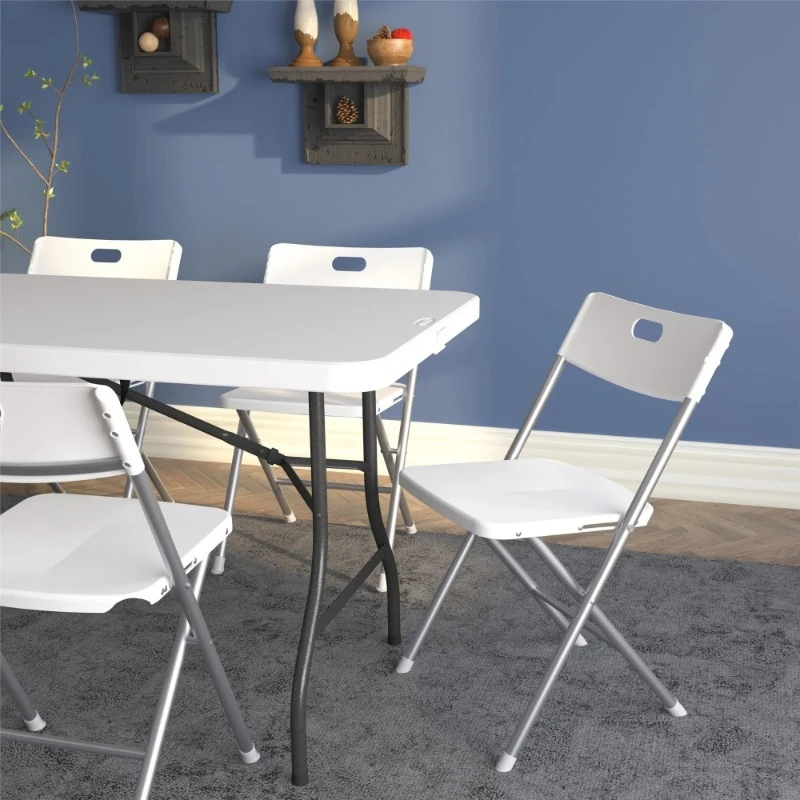 

White, 4-Pack Resin Seat & Back Folding Chair