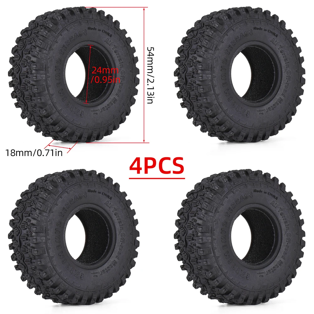 9IMOD 1.0 inch RC Tires 4pcs Rubber Wheel Tyre Set for 1/18 TRX4M 1/24 Axial SCX24 RC Crawler Car Upgrade Parts