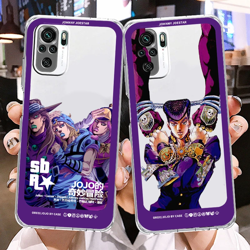 JOJO Johnny STEEL BALL RUN Phone Case For Xiaomi Redmi Note 12 11E 11S 11 11T 10 10S 9 9T 9S 8 8T Pro Plus 5G Transparent