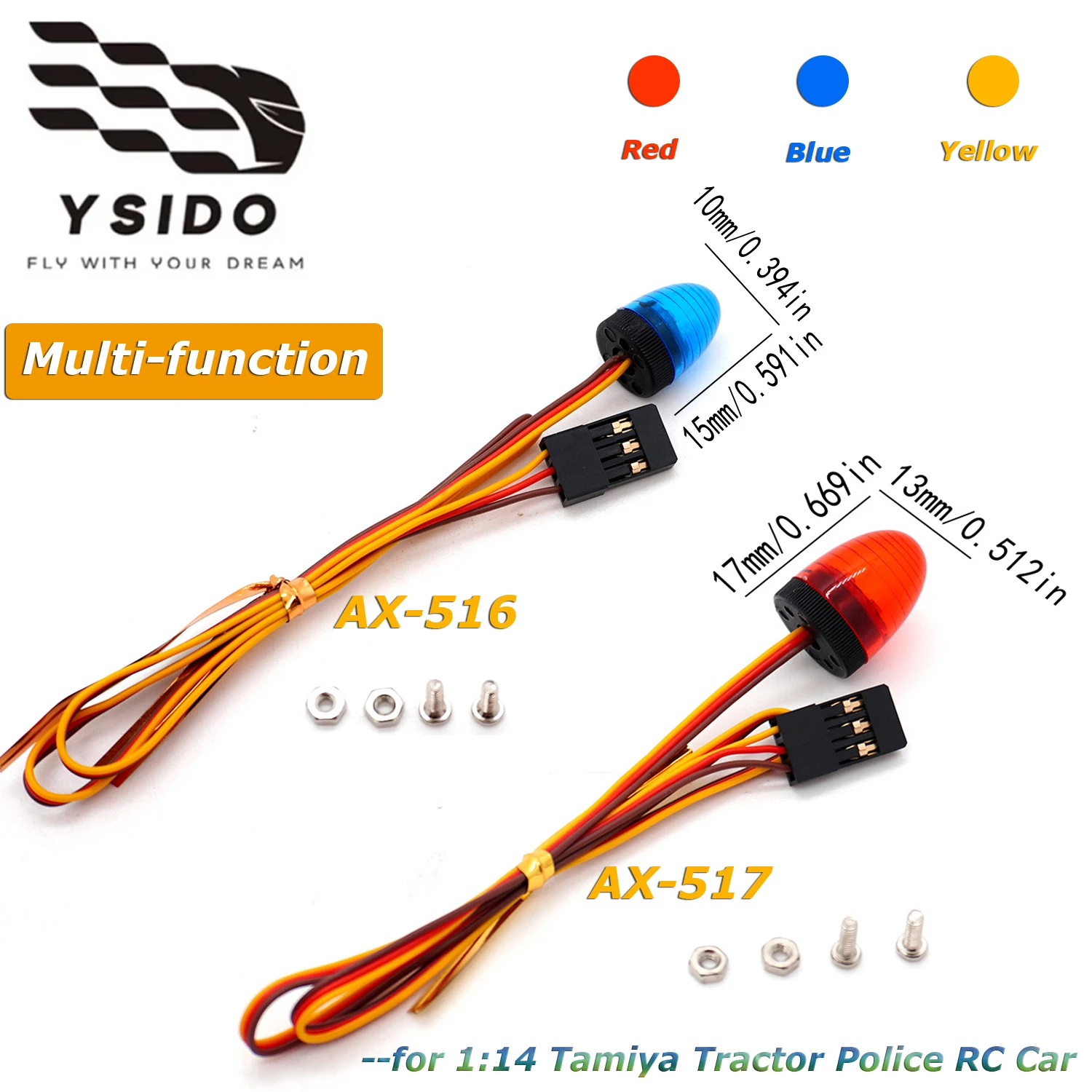 

YSIDO вспышки, сигнальная лампа, ультра яркий светодиодный светильник с стробочкой, долговечный/мигающий/вращающийся для 1:14 RC Tamiya Tractor, полицейский автомобиль