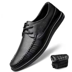Leather Men Formal Shoes Luxury Brand 2024 Men's Loafers Dress Moccasins Breathable Black Wedding Shoes Plus Size 38-47