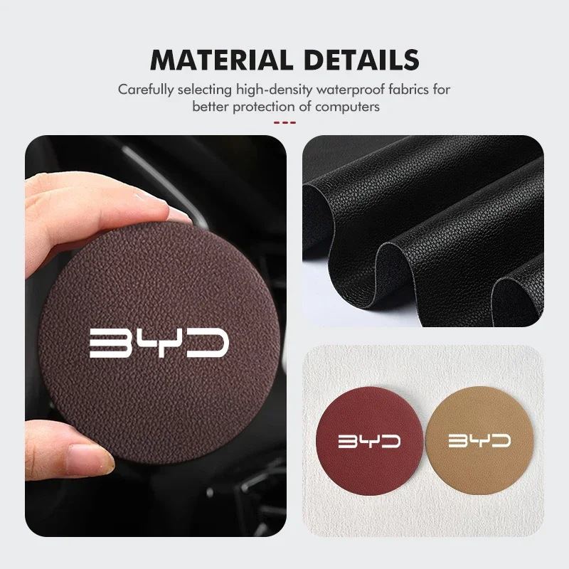 PU Leather Car Cup Holder Coaster Anti-Slip Mat For BYD Seal Dolphin Seagull Song Plus Yuan Plus Atto 3 Tang Han Accessories