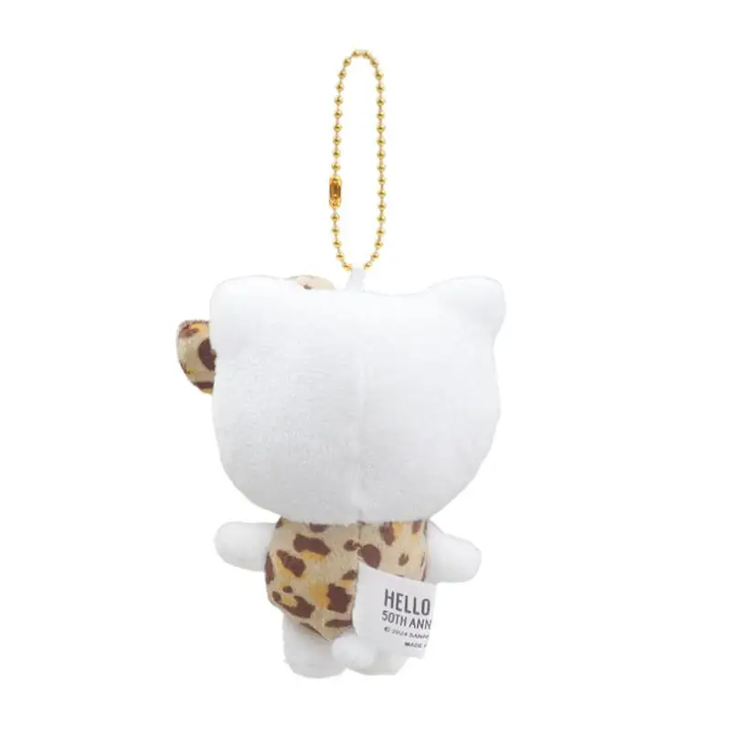 Sanrio-Llavero de Hello Kitty para niña, juguetes de peluche con patrón de leopardo de dibujos animados, regalo de corazón, mochila, accesorios colgantes, Kawaii, japonés