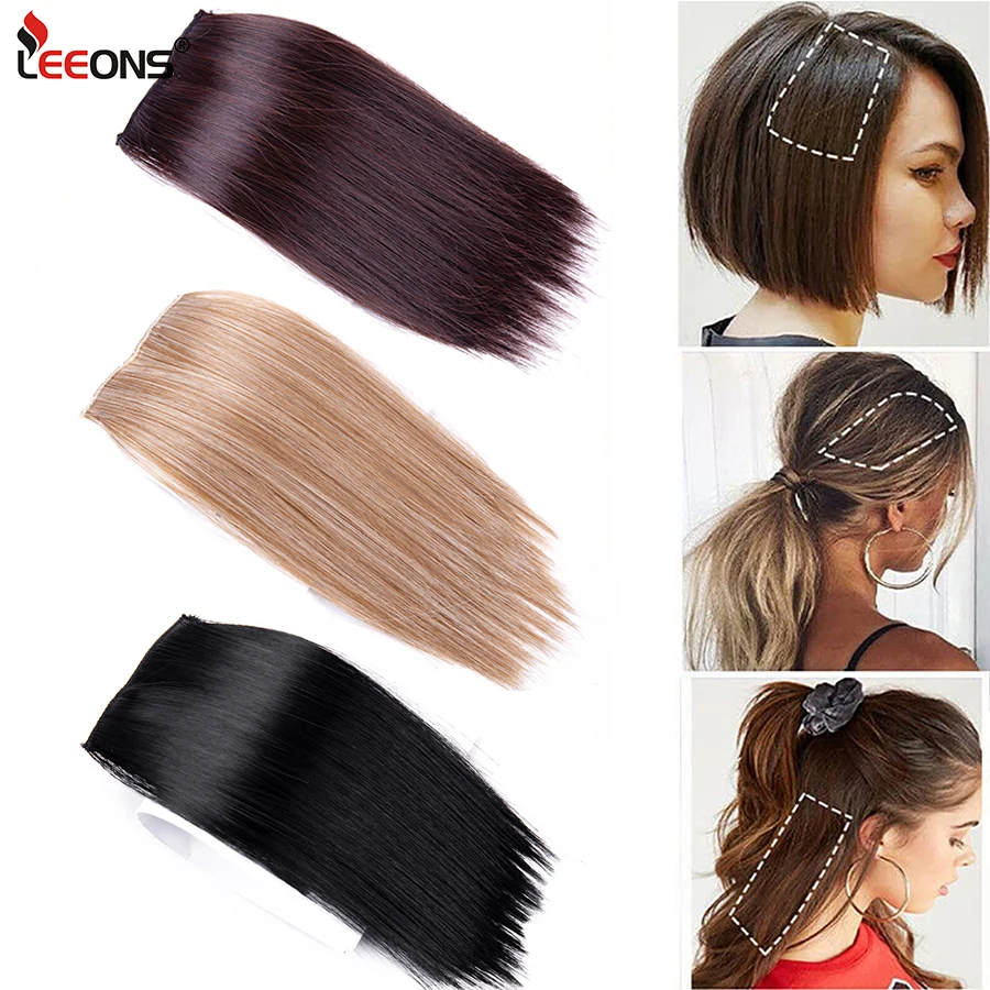 Leeons Synthetic Hair Pieces Invisable 10-30Cm Hair Pads Clip In One Piece Natural Hair Extension Hair Top Side Cover Hairpiece