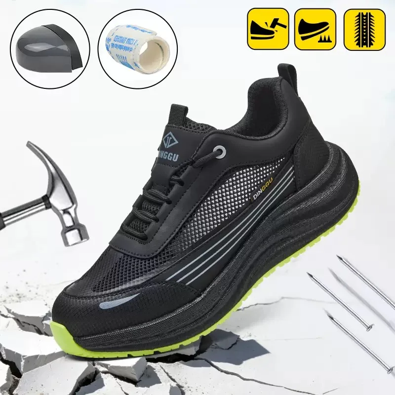 Breathable Men's Impact-Resistant, Puncture-Resistant, Shock-Absorbing Safety Shoes—Lightweight Protective Work Shoes