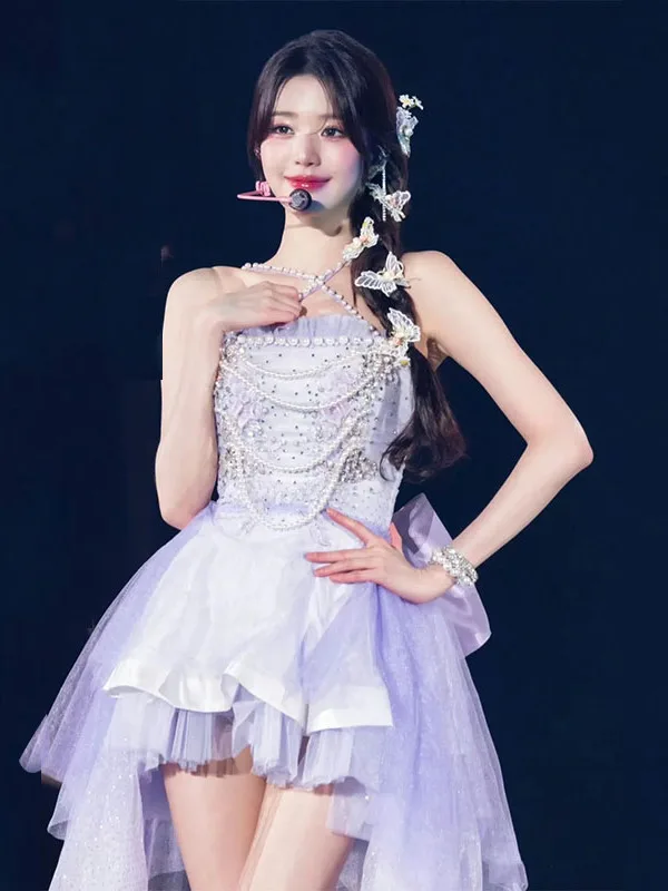 KPOP Performance Dress Purple Series Women's Group Stage Costume Dance Performance Costume Polyester Fabric