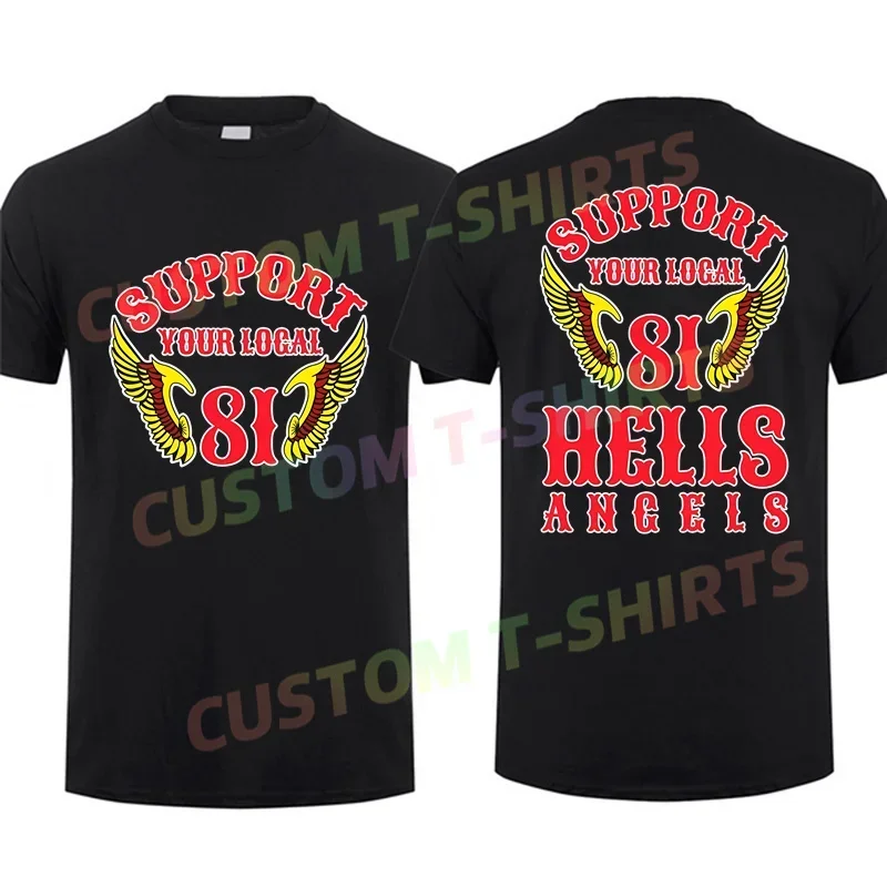 

2025 Men T Shirt Casual Official Support Your Local 81 Hells Angels T-shirt Graphic Oversized Sports Tops Streetwear S-3XL Tee