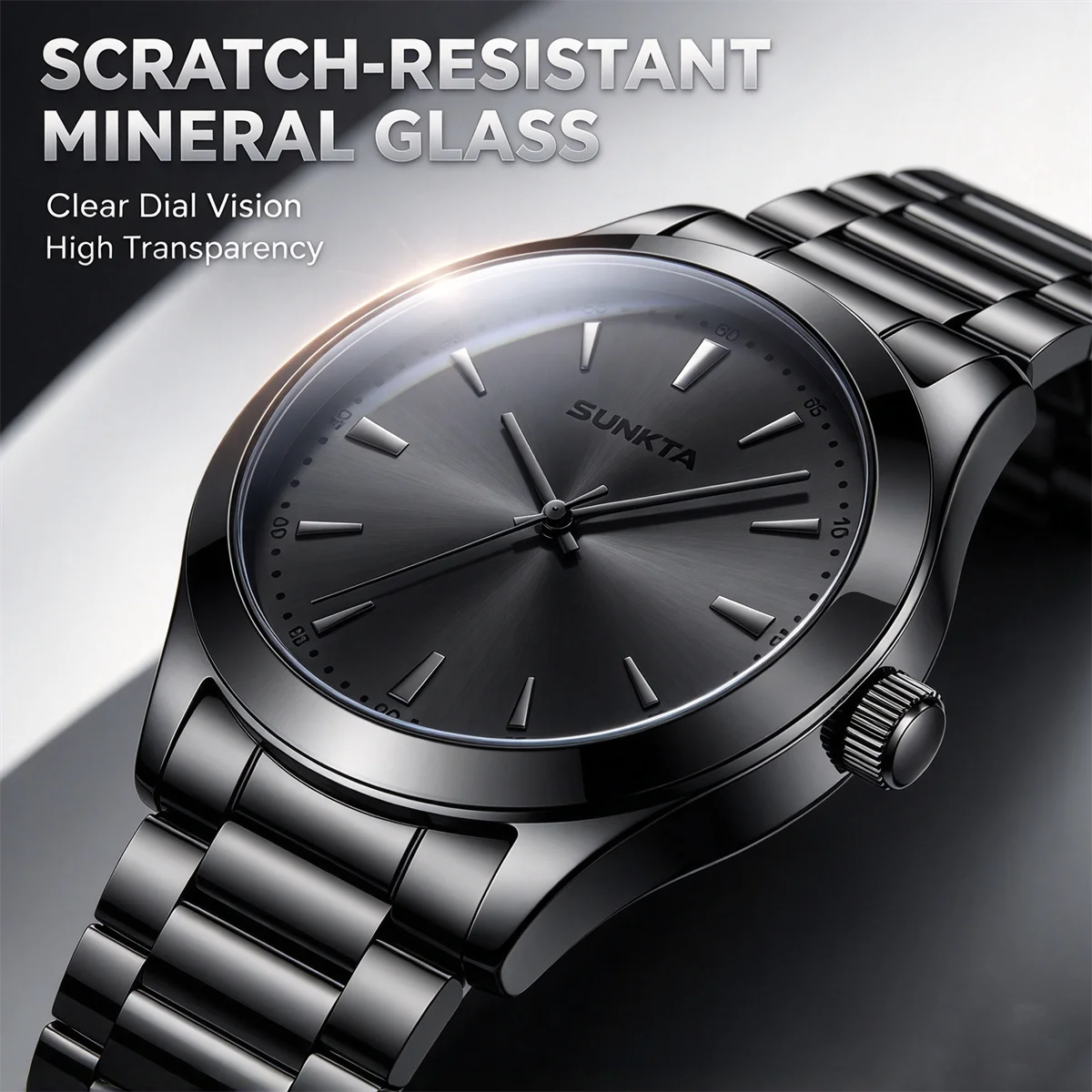 SUNKTA Men Brand Watches Students Fashion Casual Full Stainless Steel Band Simple Date Quartz Wrist Vintage Watch Silver