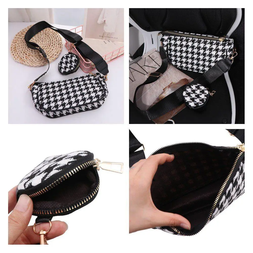 Bolsos compuestos con correa ajustable de capacidad, bolso informal, bolso de mensajero, Mini bolso redondo, bolso cruzado para mujer, bolso de hombro con estampado a cuadros