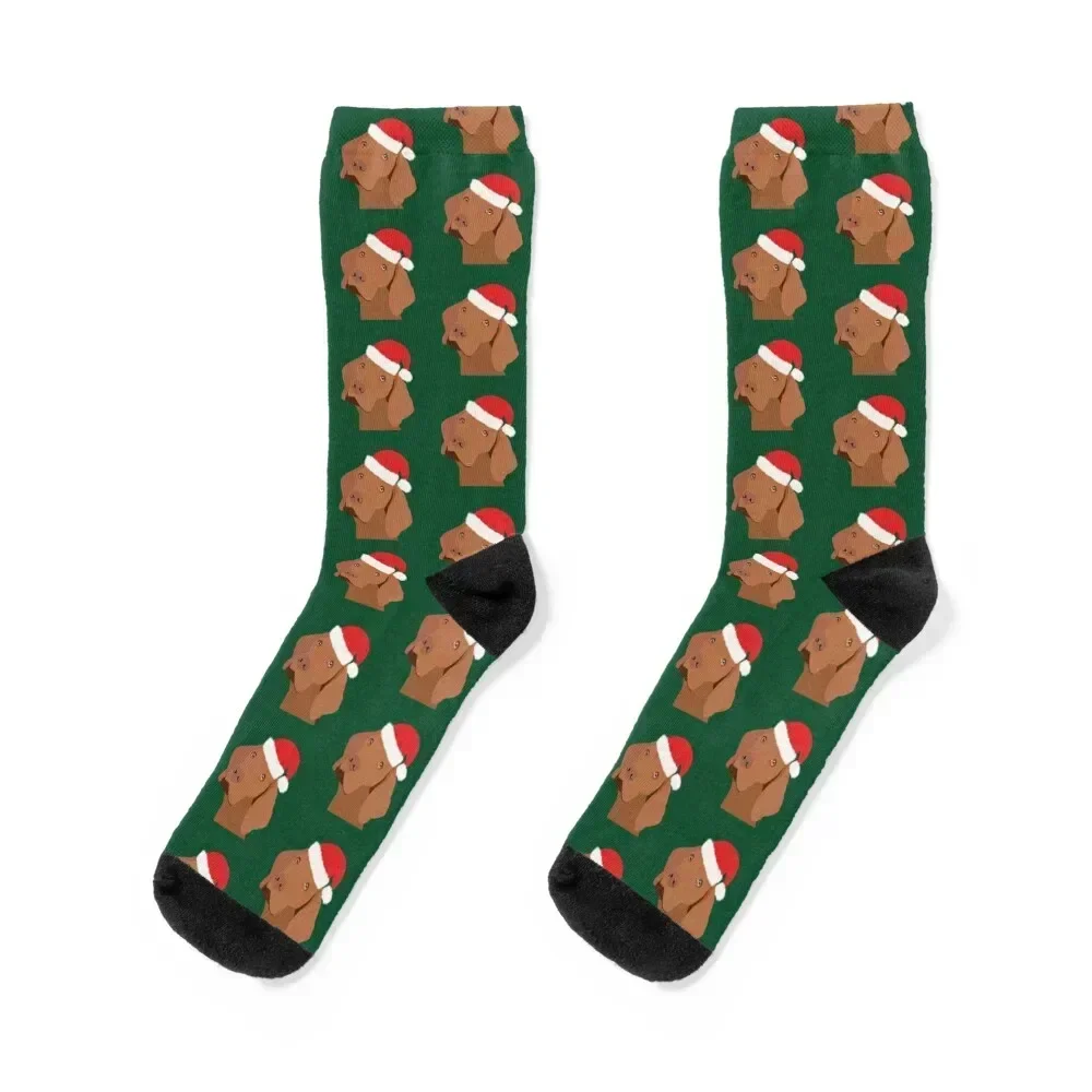 Vizsla Dog Wearing a Santa Hat Socks cycling sport anti-slip Women Socks Men's
