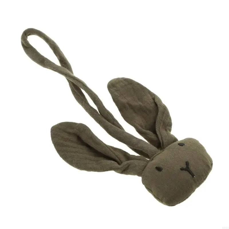 H055 Hasenpuppe für Kinderwagen, Hasen-Schnullerclip, Baumwolle, neugeborene Kinderwagenpuppe