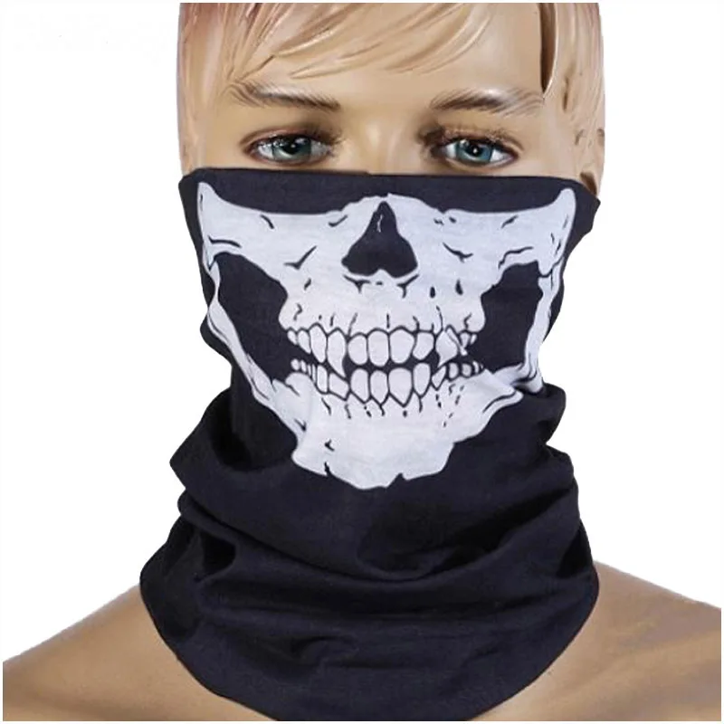 Masque tête de mort fantôme pour hommes et femmes, masques longs noirs cool, jeu de plein air, protection de moto et de vélo, fête d'Halloween