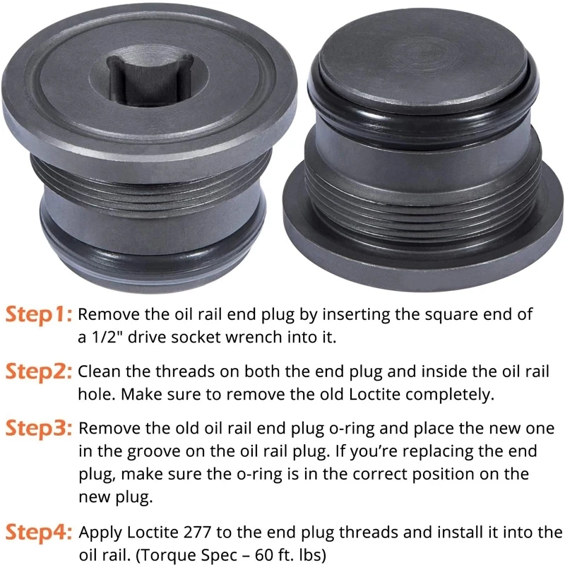 TML 4C3Z-6026-CA Oil Supply Rail End Oil Gallery Plug & Seal For Ford 7.3L Powerstroke 1994-2003 (2 PCS)