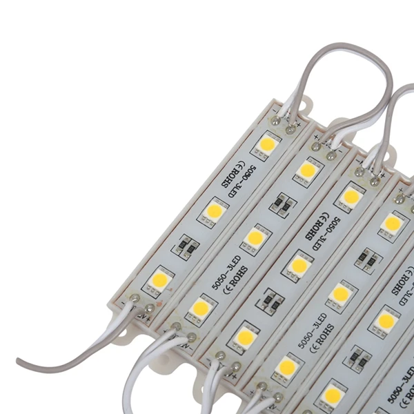 ABZV-1 * 10pcs 5050 SMD 3 Módulo LED Faixa de luz LED à prova d'água DC 12V branco quente