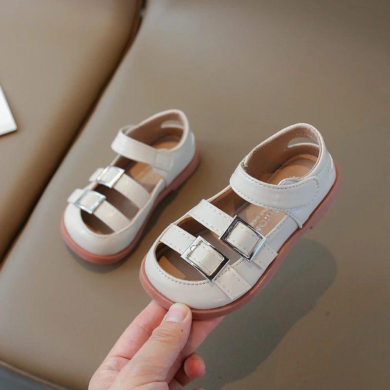 Girls' Leather Shoes 2024 Korean Spring and Autumn New Children's Minimalist Leather Shoes Retro Soft Sole Princess Shoes 8598