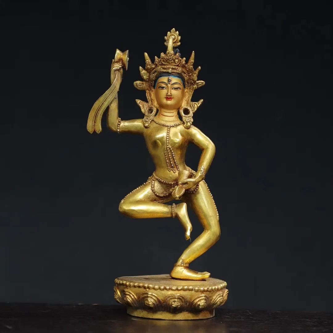 Old Qing Dyansty copper gilt the Art of performance Buddha statue,Handmade