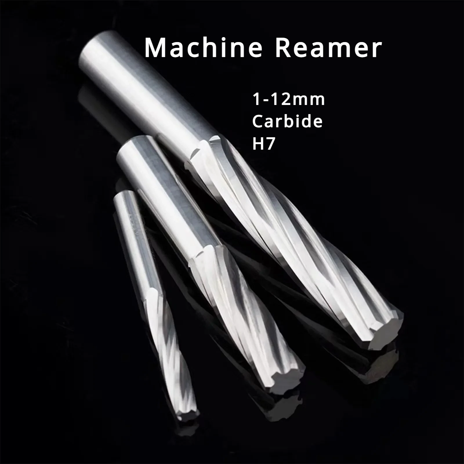 

1-12mm Carbide H7 Machine Reamer Straight Shank Spiral Rotary Tool Aluminum Drilling Expansion Deburring Hol Material