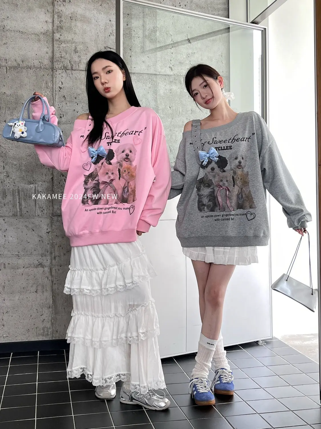 White Kawaii Dog Print Long Sleeve Ropa Mujer Casual O Neck Women Tshirts Sweet Letter Cartoon Preppy Style Tees American Y2k