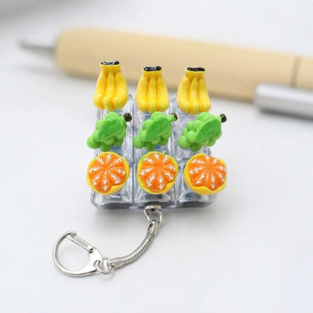 9-Key Fruit Decompression Button Transparent Dual-Tone Simulation Keyboard Mini Keyboard Pendant Fruit Orange Bananas Lemon