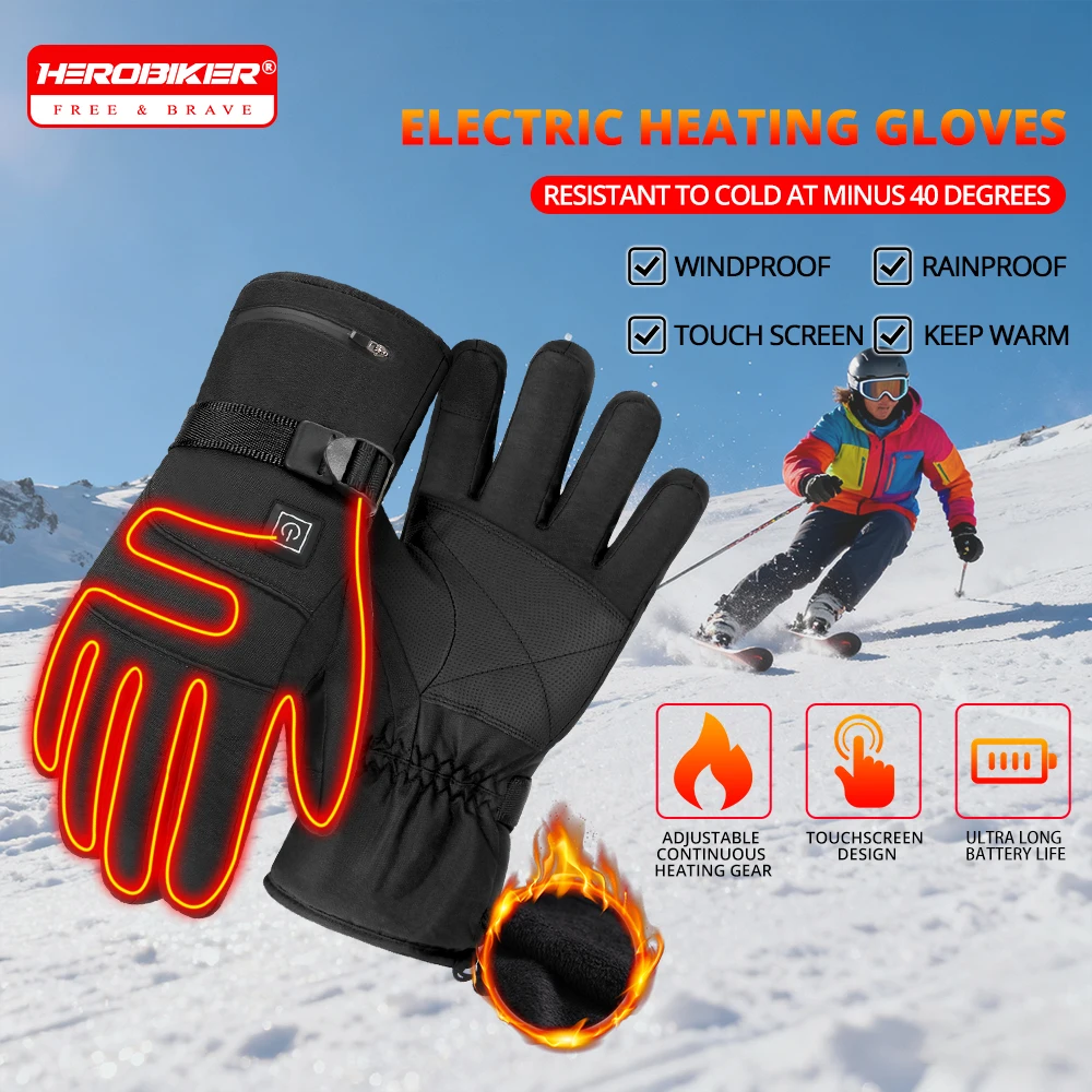 

Ski Electric Heated Gloves 5000mah Rechargeable Self Moto Heating Gloves Outdoor Windproof Electric Heating Skiing Gloves Men