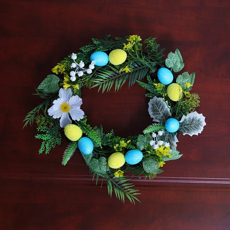 Décoration de guirlande de feuilles de fleurs artificielles, couronne de printemps pour la décoration intérieure, ornement de porte d'entrée de Pâques suspendu, entrée de jardin, 30cm