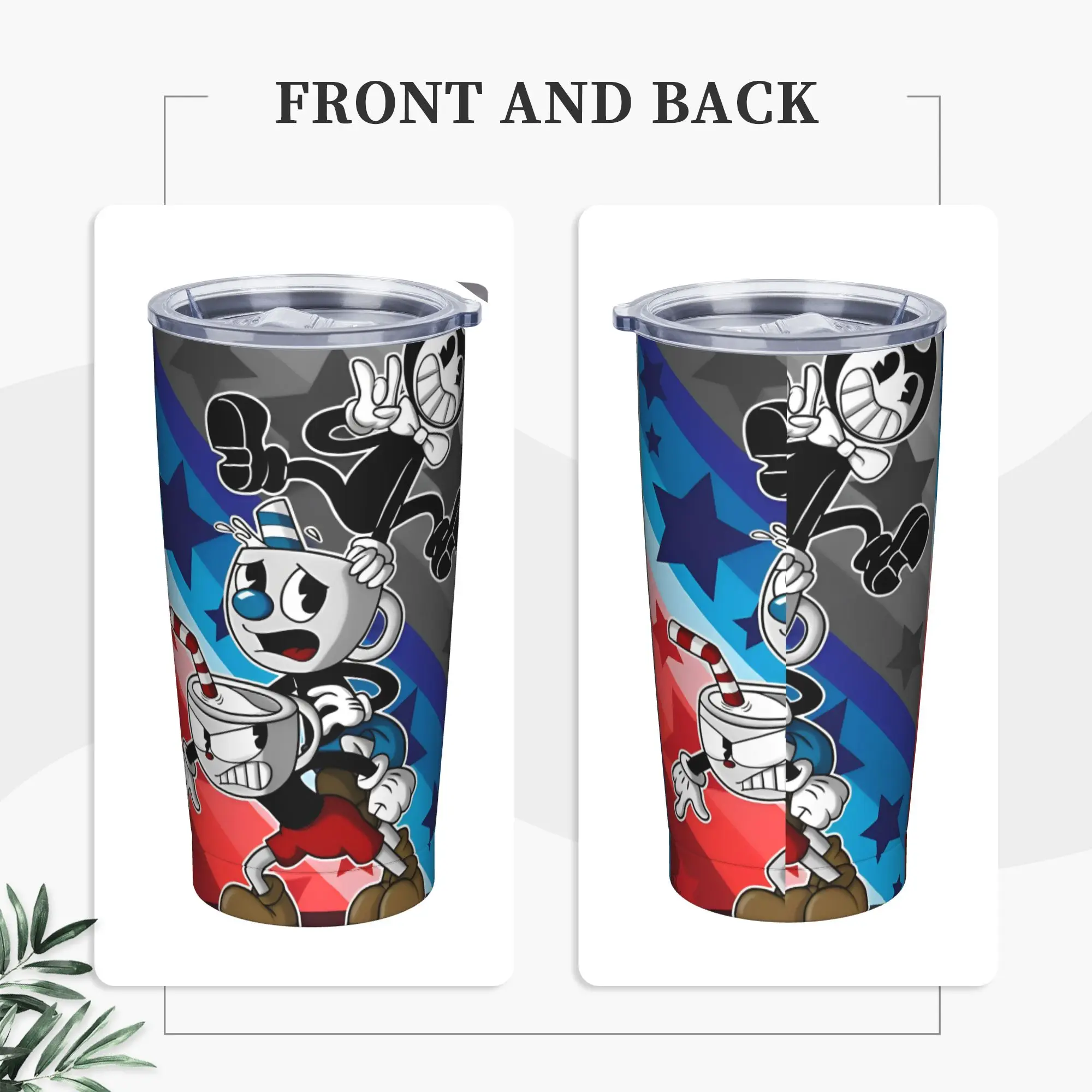 Cuphead Game Tumbler Vacuum Insulated Don't Deal with the Devil Thermal Cup Vacuum Flask Office Home Mug Hot Cold Drink, 20oz
