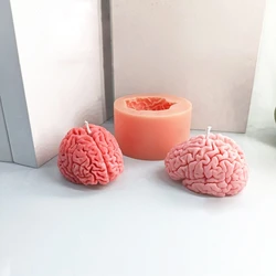 3D Brain Candle Resin Mold Artificial Brain Shape Aromatherapy Candle Silicone Mould DIY Craft Cookie Fondant Soap-Decor B03E