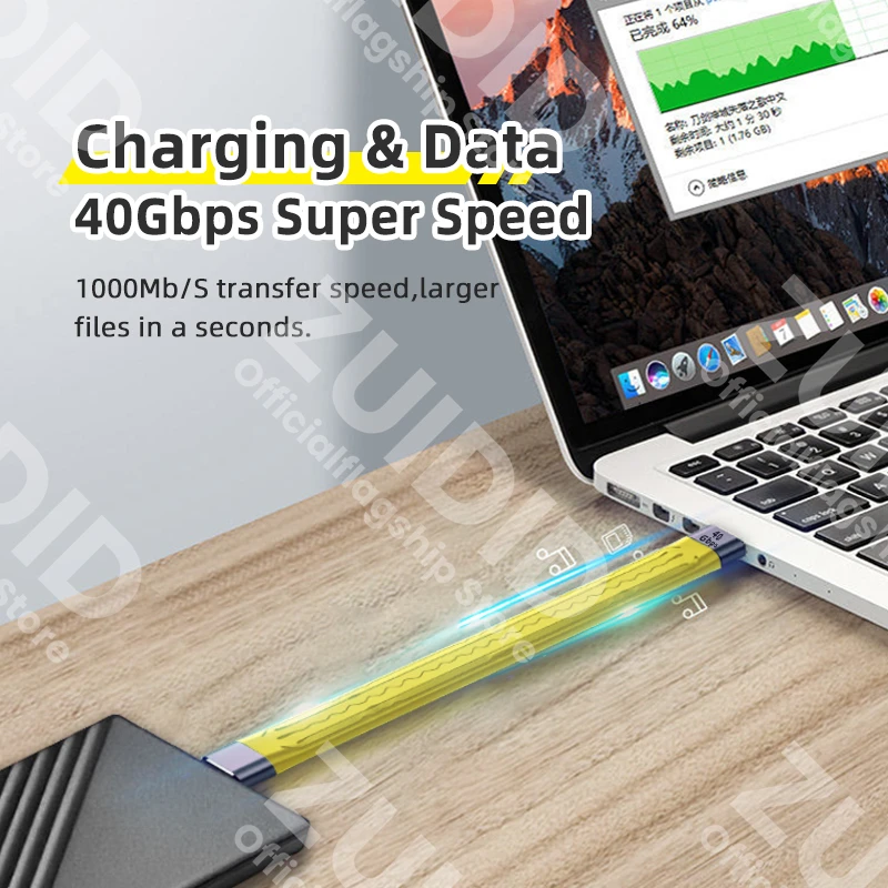 USB 4.0 Gen3 40Gbps Thunderbolt 3 Data Cable PD 100W 5A  Fast Charging USB C to Type C Cable 4K@60Hz Cable USB Tipo C Data Cabel