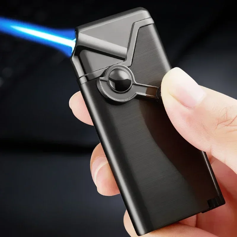 Creative Rocker Blue Flame Jet Torch Butane Gas Lighter Oblique Fire Pipe Special Smoking Accessories Gadgets for Men (No Gas))