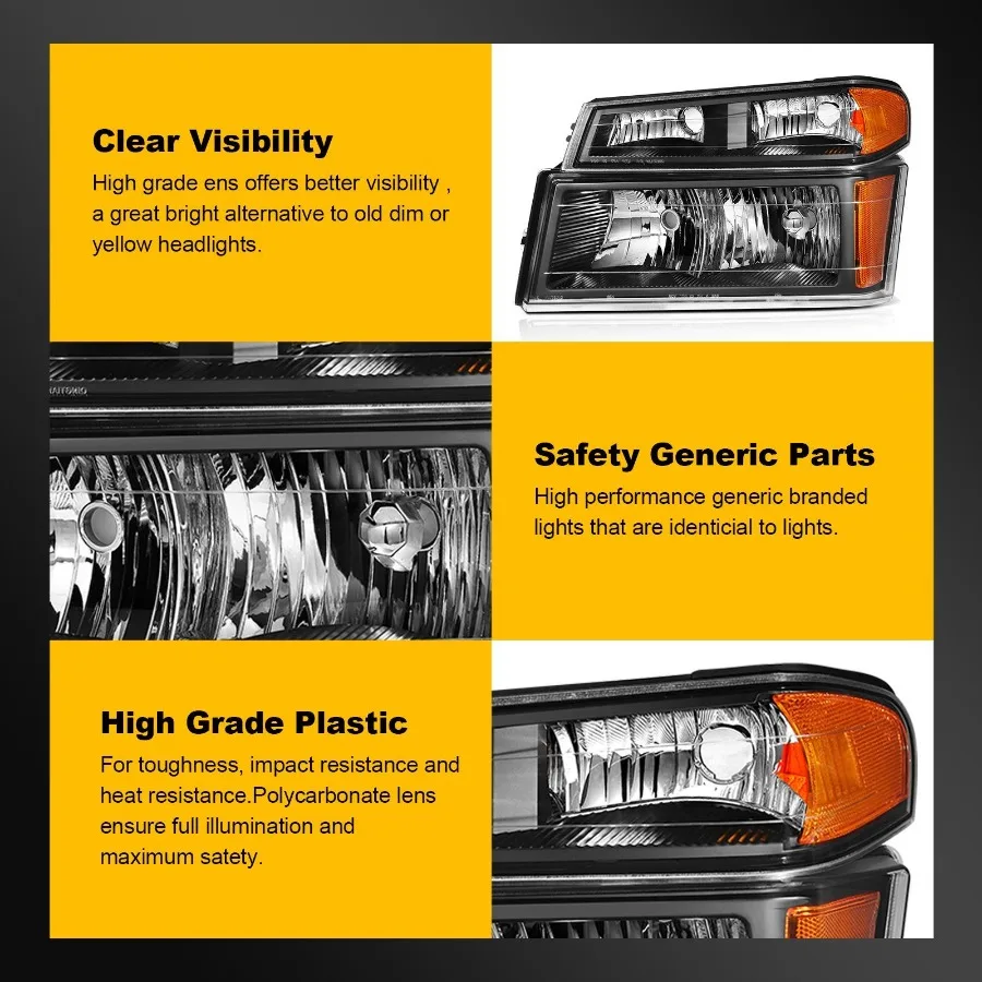 Conjunto de faros delanteros para Chevy Colorado GMC Canyon 2004-2012 par de carcasas negras