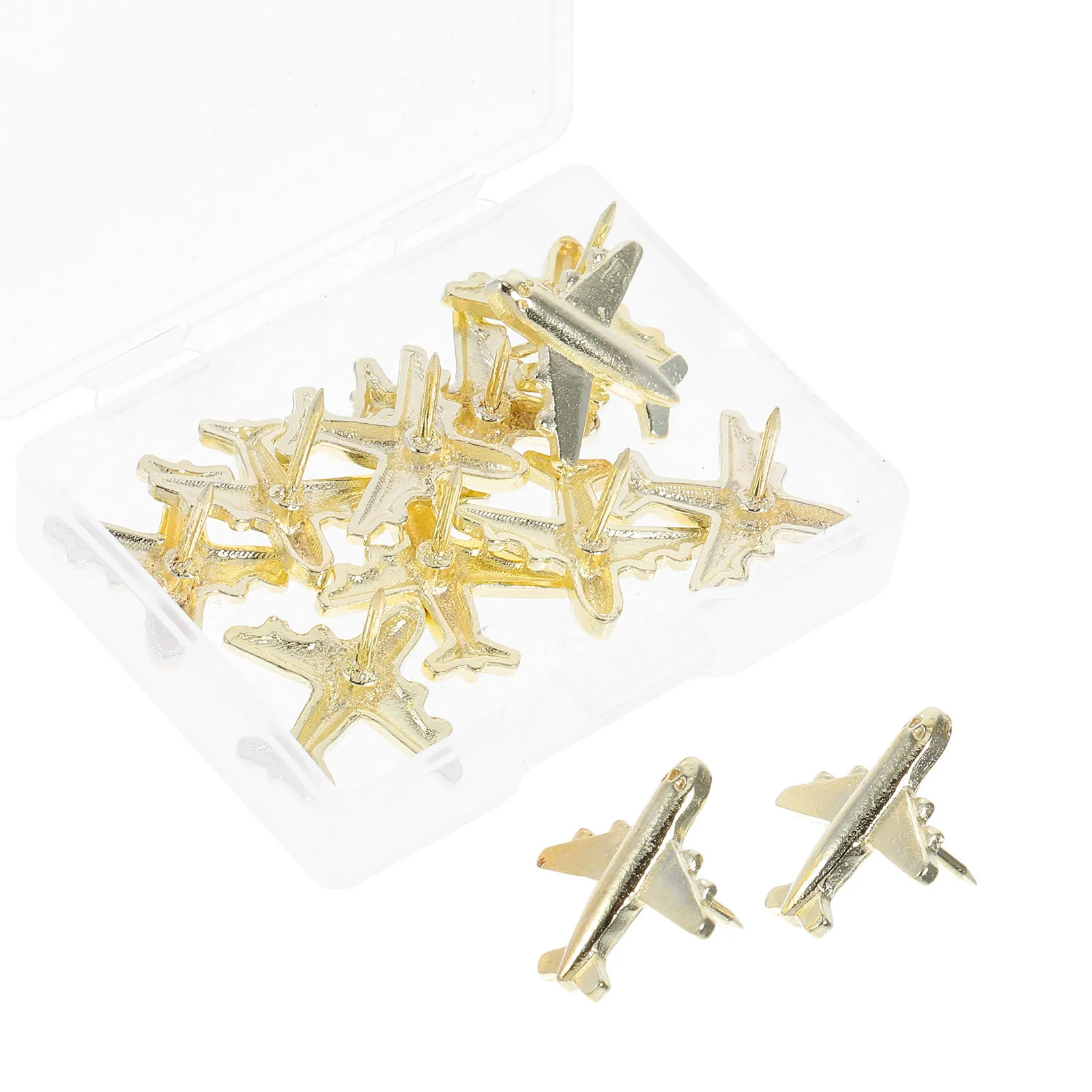 

12Pcs Airplane Push Pins Creative 3D Metal Gold Thumbtacks for Corkboard Photo Wall Map Pins Stylish Office Home School Decor
