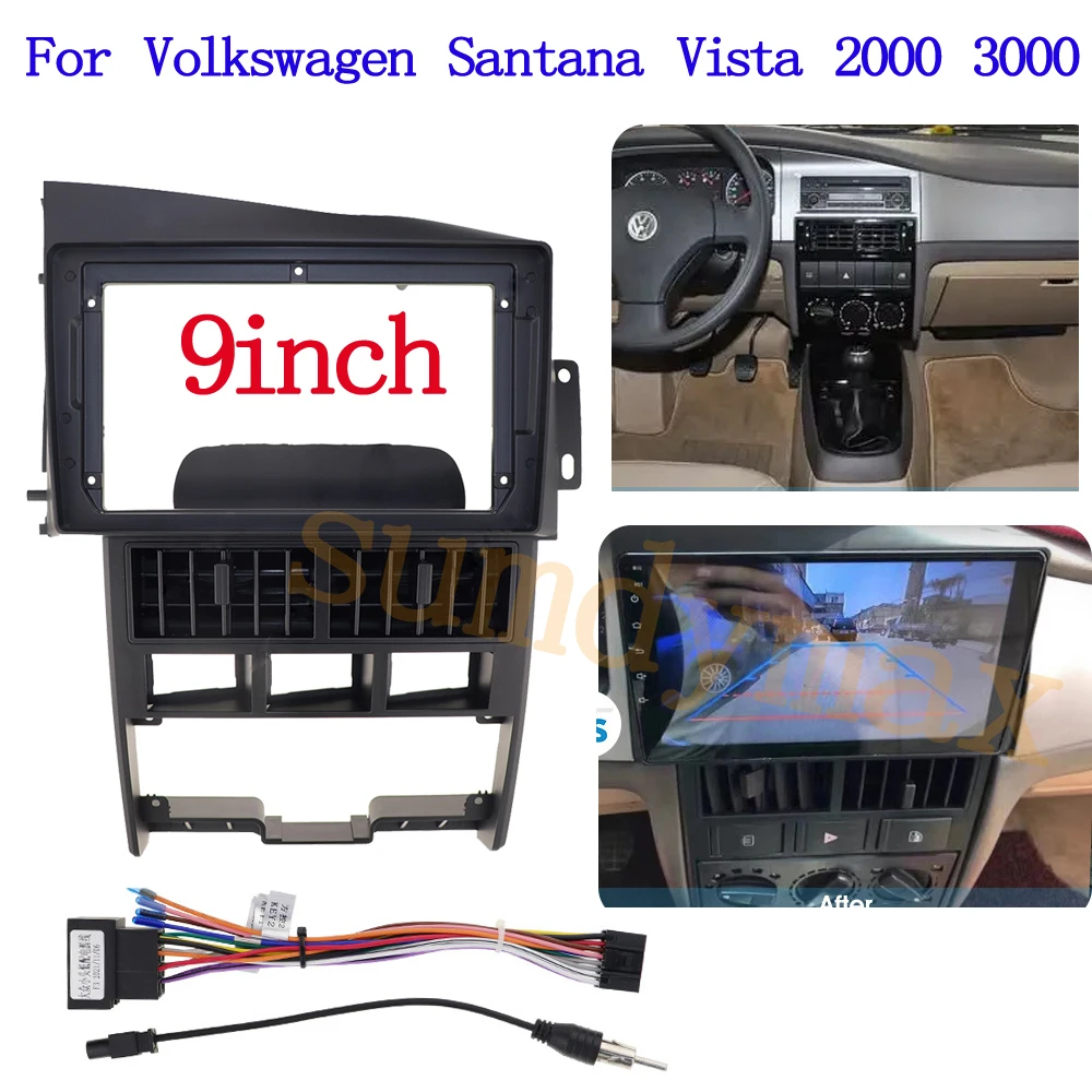 

9inch Car Radio Fascia for Volkswagen Santana Vista 2000 3000 Frame Plate Adapter Mounting Dash Installation Bezel Trim