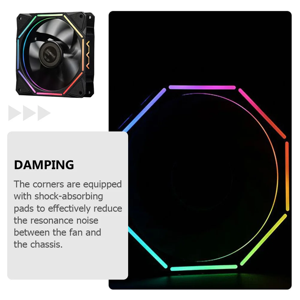 

12 см Argb 9-лопастной вентилятор для ПК с гидравлическим подшипником, срок службы 40000 часов, двойной световой эффект, 8-сторонняя подсветка, синхронизация внутреннего кольца