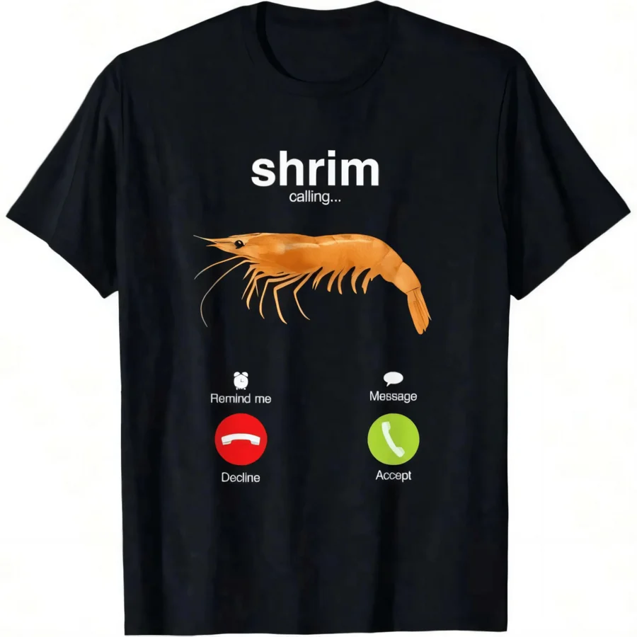 Shrim Is Calling Meme Funny Shrimp And Fish (Fih) Matching T-Shirt