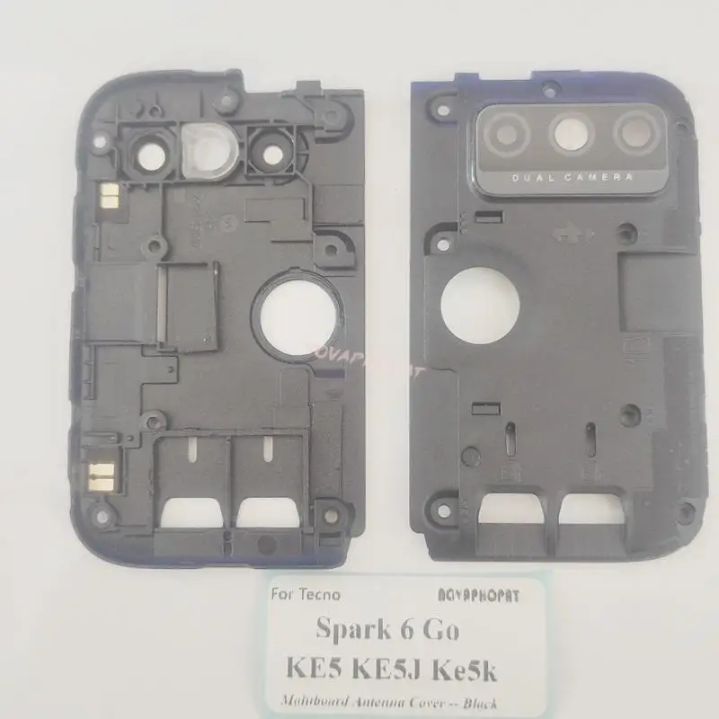 For Tecno Spark 6 Go KE5 Battery Door Rear Case Back Housing Side Bottom Bezel Mainboard Cover Bezel Frame Camera Glass Lens