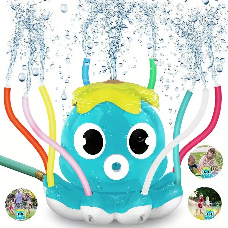 Outdoor Water Spray Sprinkler for Kids and Toddlers Summer Outside Toys Backyard Games with 8 Wiggle Tubes for Boys Girls