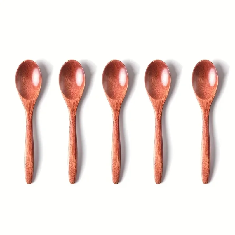 

6PCS Wooden Tea Spoon Long Coffee Spoons Small Teaspoon Set Wood Honey Dessert Spoon Coffee Drink Stirrer Teaspoons Tableware