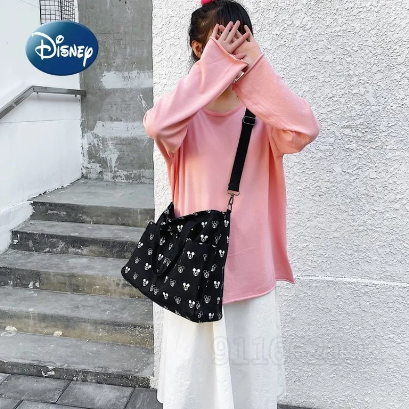 Disney Mickey yeni kız çanta karikatür kız bir omuz Crossbody lüks marka kız çocuk çantası tuval moda büyük kapasiteli