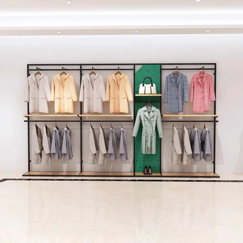 [Customized]Modern hanging clothing shop wall display shelf garment store wall mounted display