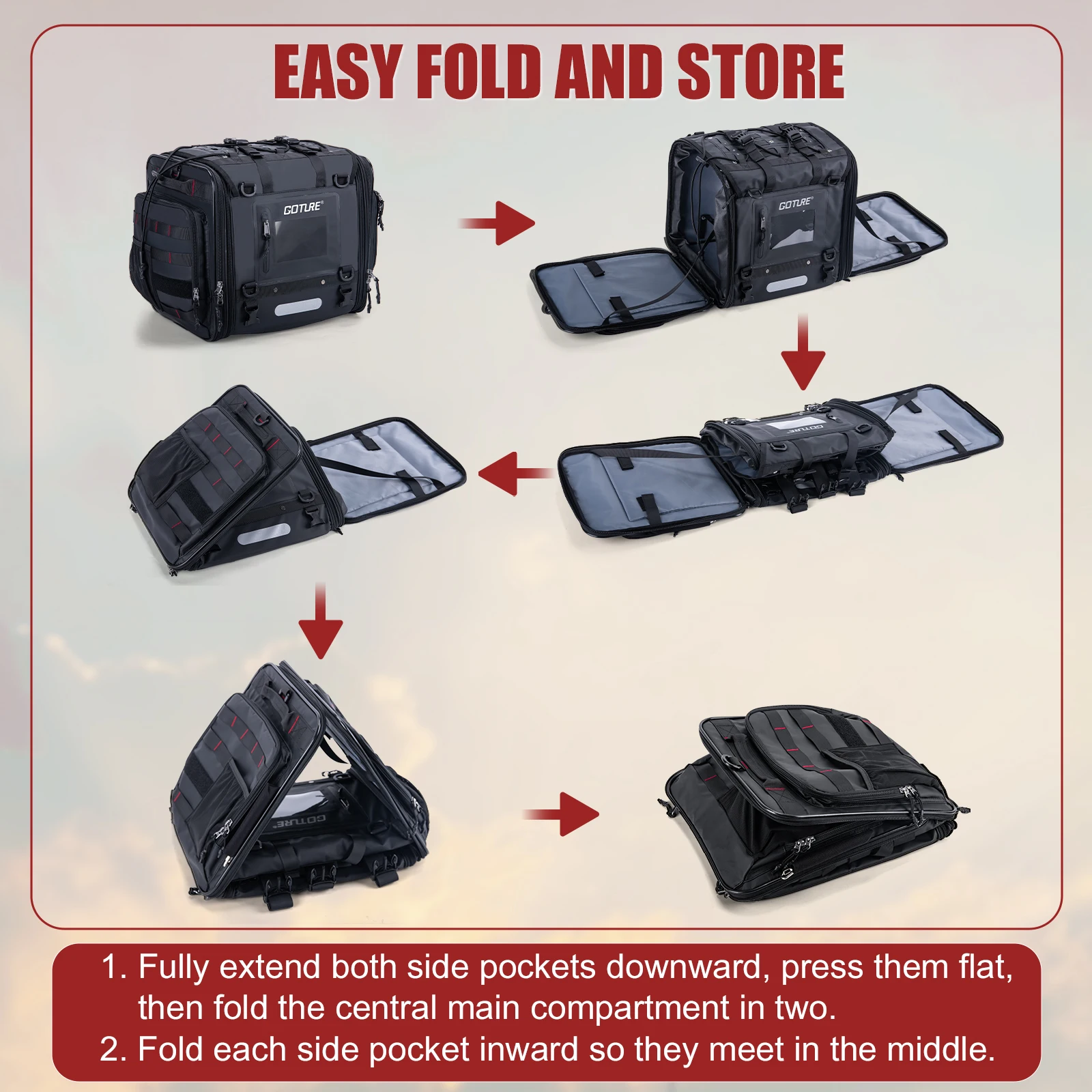 Bolsa de equipaje para motocicleta Goture impermeable con mosquetones