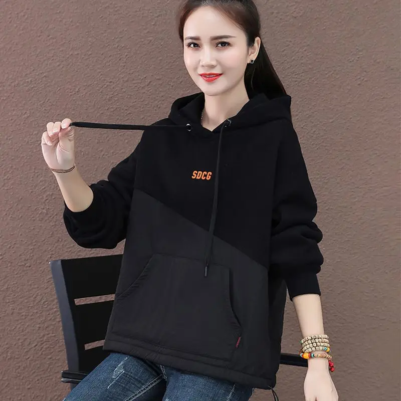 Tops Baggy Female Clothes Hoodies Hooded Sweatshirts for Women Text Black Letter Printing Loose Harajuku Fashion M 90s Vintage E