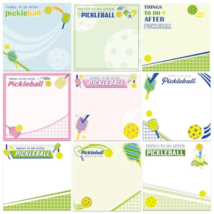 

Gifts Sticky Notes - 9 Pcs Notepads, Pickle Ball Gifts for Women, Fun Sport ThemedTo Do List Memo Pads, School Stationery Offic
