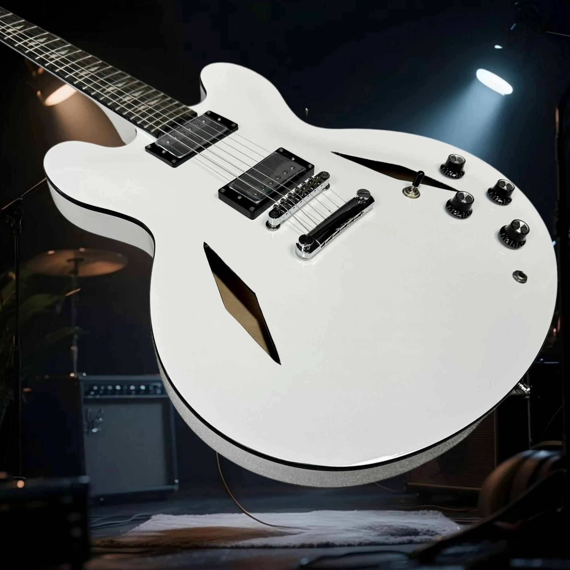 Diseño medio hueco Envío gratis Cuerpo de arce Blanco 335 Altamente infeccioso 22 tonos Diapasón de palisandro Guitarra eléctrica unisex
