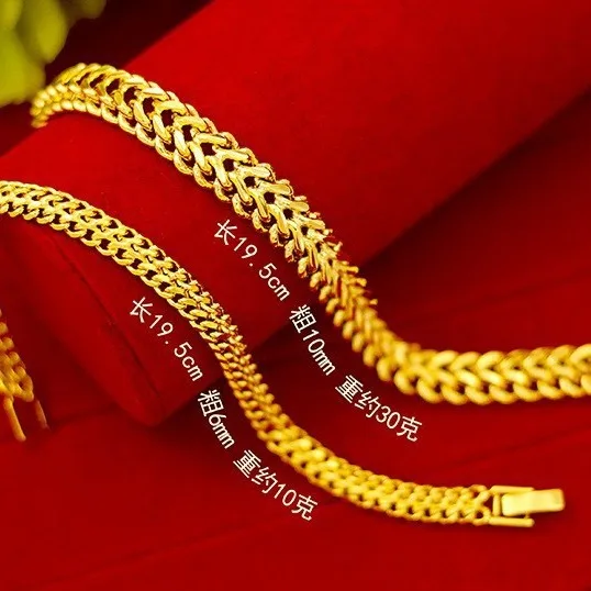 

Роскошный браслет из чистого золота 9999 пробы 24 карата, 10 мм, 6 мм, мужской и женский браслет из змеиной кости