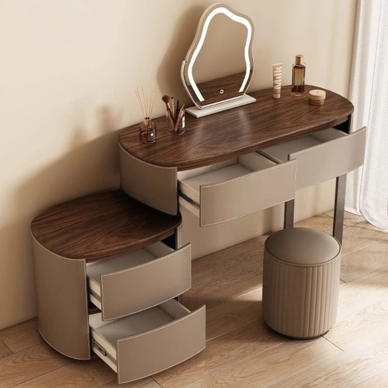 Meja Rias Kulit Sadel Mewah Ringan Meja Rias Meja Rias Kamar Tidur Furnitur Kamar Tidur