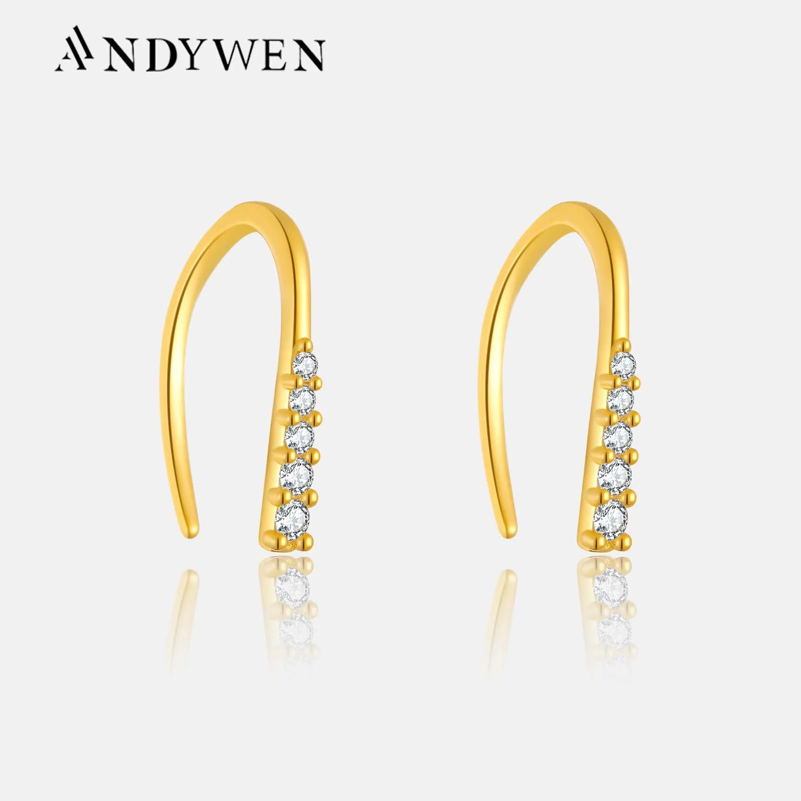 

ANDYWEN 100% 925 пробы Серебряный Пирсинг Серьга-гвоздик для пирсинга Clips enteentes Thread Ring Luxury Fine Jewelry