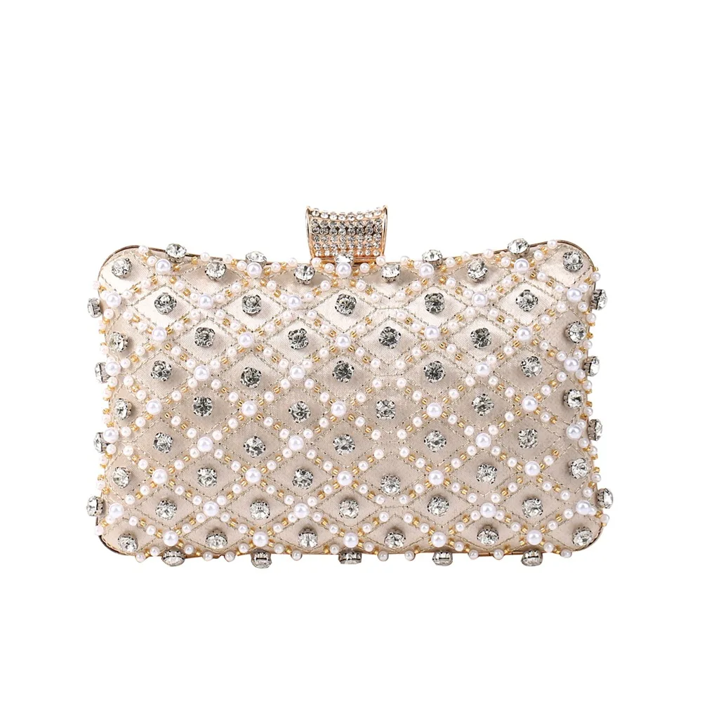 

2025 New Ladies Handbag Luxury Pearl Water Diamond Banquet Bag Sparkling Handheld Party Bag Beaded Diamond Dress Bag Small Totes