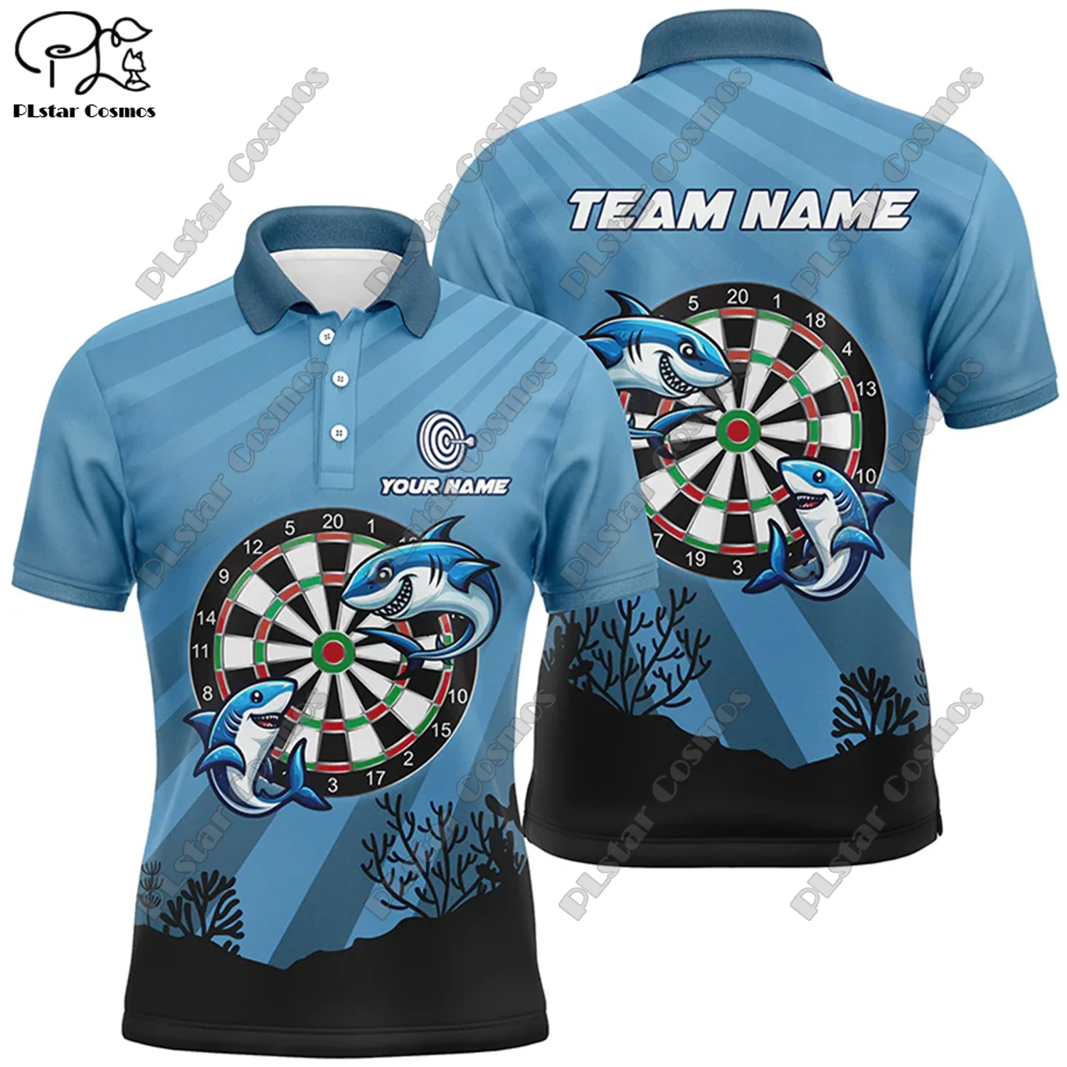 New custom personalized 3D printing  flame pattern darts POLO shirt T-shirt universal leisure team throwing sports series D-35